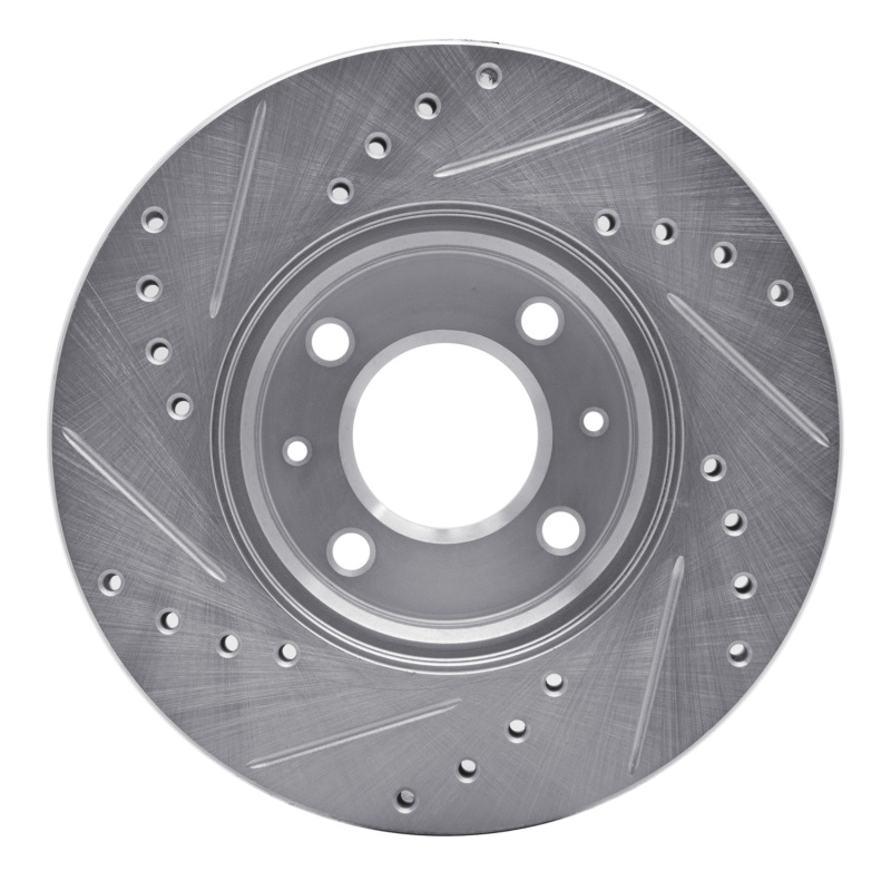 Dodge Attitude Brake Rotor (1) - Front Right - R1 Concepts - Drilled & Slotted - Silver - `12-`25